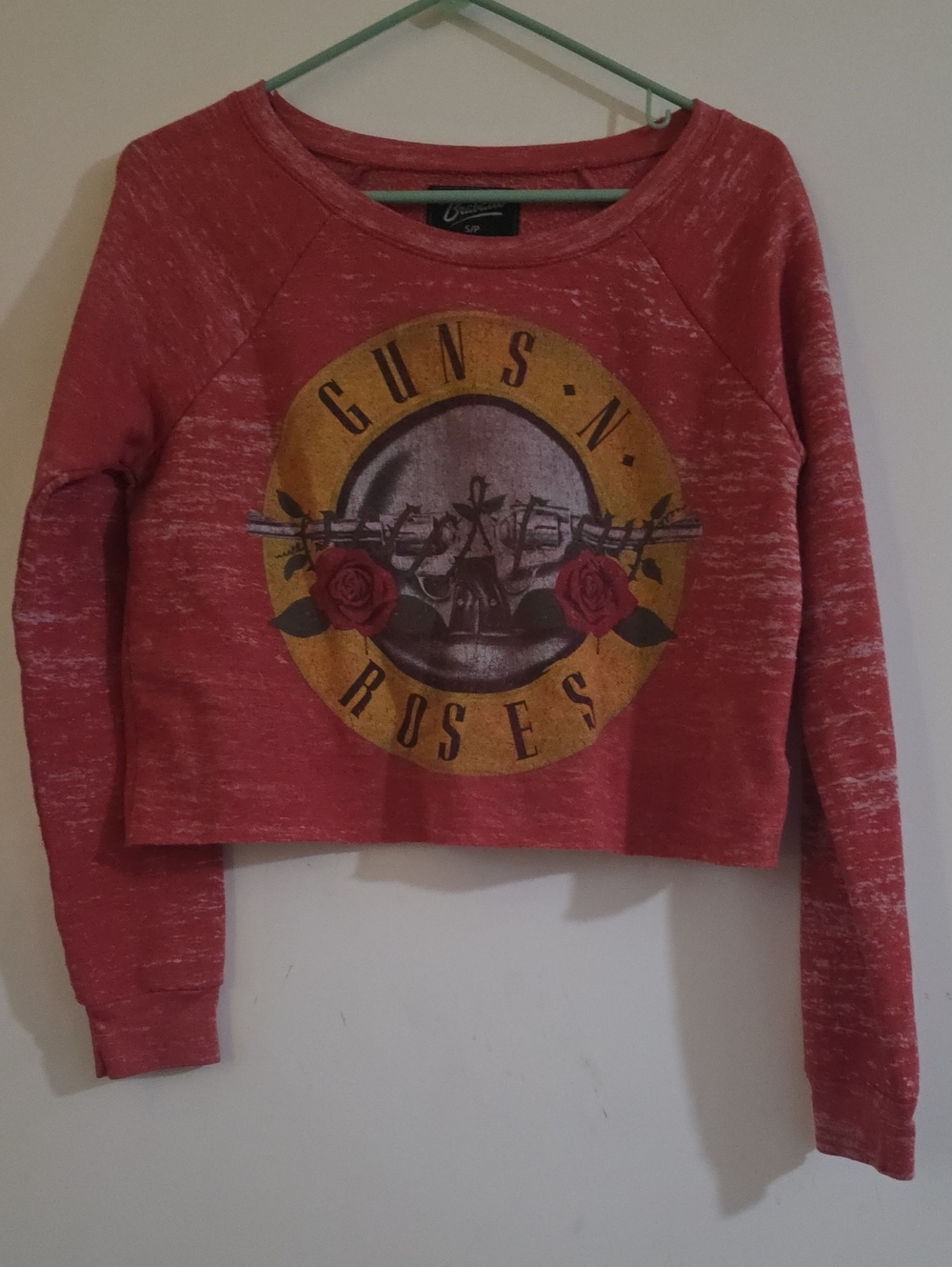 Bravado Red Cropped Guns N' Roses Graphic Sweatshirt